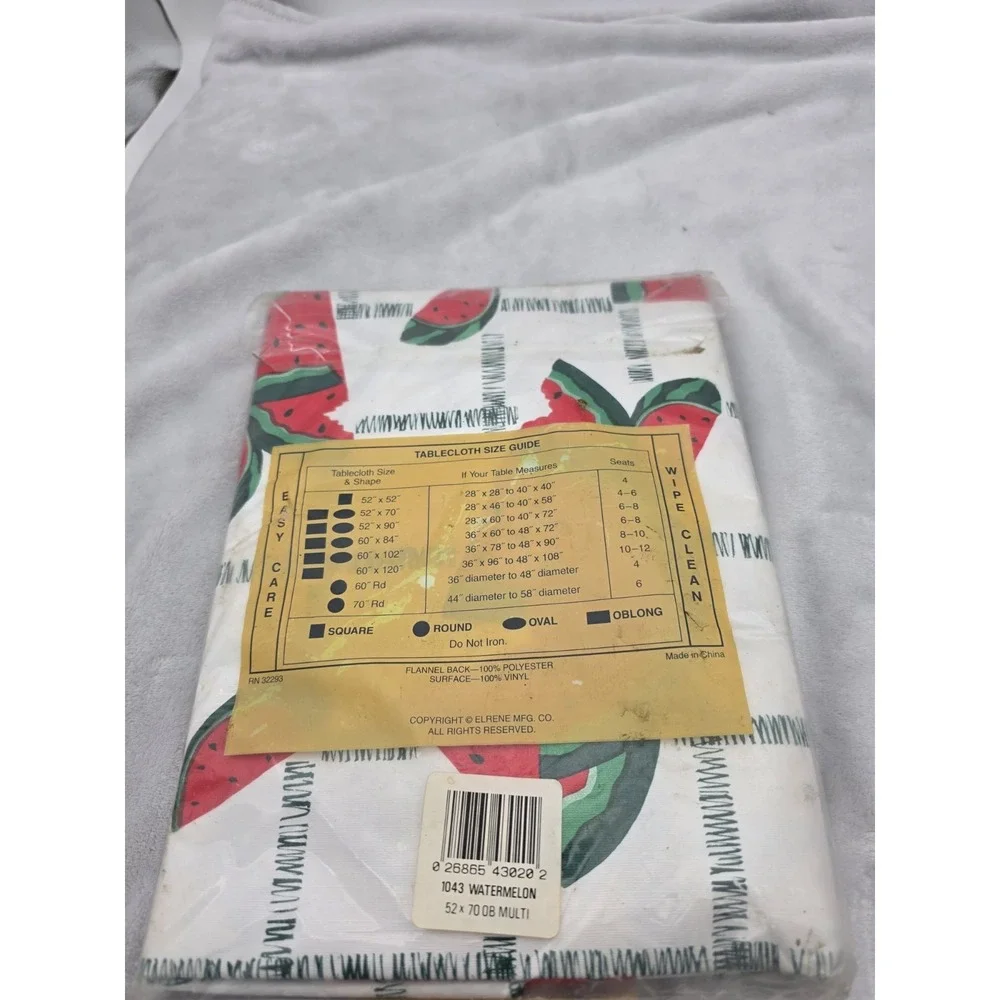 Vtg Watermelon Slices Tablecloth Summer Camping Party Picnic 52x70 Flannel Back